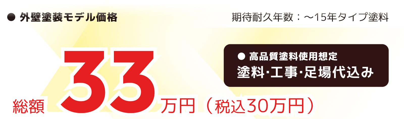 屋根塗装モデル価格は48.8万円から。税込53.68万円。塗料・工事・足場代込みです。